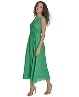 Calvin Klein Women's Faux-Wrap Sleeveless Midi Dress