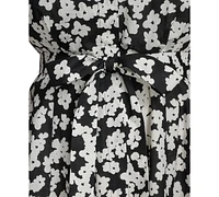 Calvin Klein Plus Cotton Floral Tie-Cuff Shirtdress