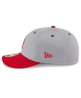 New Era Men's Gray/Red Los Angeles Angels 2025 Batting Practice Low Profile 59FIFTY Fitted Hat