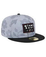 New Era Men's Gray Miami Heat Palm Fronds 2-Tone 59FIFTY Fitted Hat