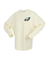 Fanatics Women's Cream Philadelphia Eagles Super Bowl Lix Champions Sparkle Spirit Jersey Oversized Long Sleeve T-Shirt