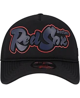 New Era Men's Black Boston Red Sox Retro Bold A-Frame Trucker 9FORTY Adjustable Hat