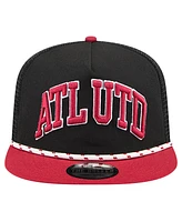 New Era Men's Black Atlanta United Fc Throwback Golfer Snapback Hat