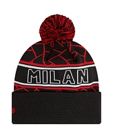 New Era Men's Black Ac Milan Sport Cuffed with pom Knit hat