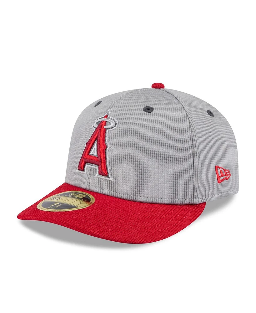 New Era Men's Gray/Red Los Angeles Angels 2025 Batting Practice Low Profile 59FIFTY Fitted Hat