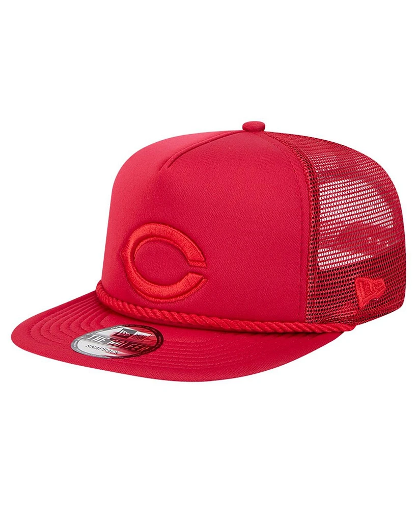 New Era Men's Red Cincinnati Reds Tone Foam Meshback Golfer Snapback Hat