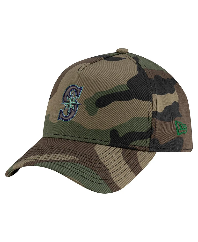 New Era Men's Camo Seattle Mariners Woodland Team Pop 9FORTY A-Frame Adjustable Hat