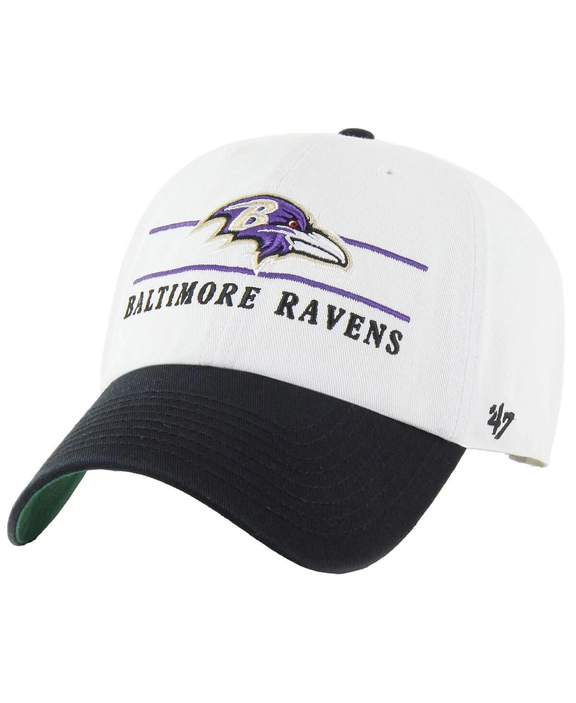 '47 Brand Men's White/Black Baltimore Ravens Double Header Clean Up Adjustable Hat