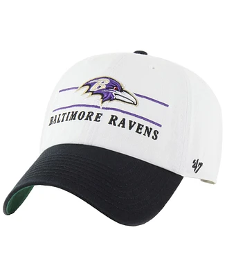 '47 Brand Men's White/Black Baltimore Ravens Double Header Clean Up Adjustable Hat