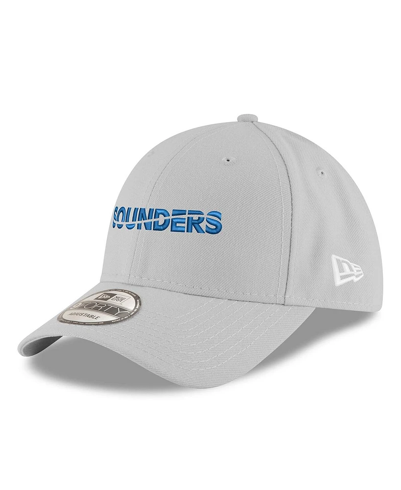 New Era Men's Gray Seattle Sounders Fc Wordmark 9FORTY Adjustable Hat