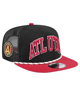 New Era Men's Black Atlanta United Fc Throwback Golfer Snapback Hat