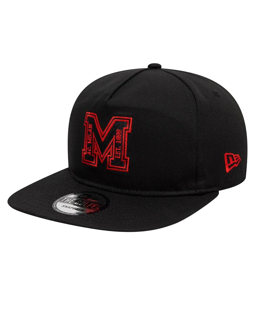 New Era Men's Black Ac Milan M Logo Golfer Snapback Hat