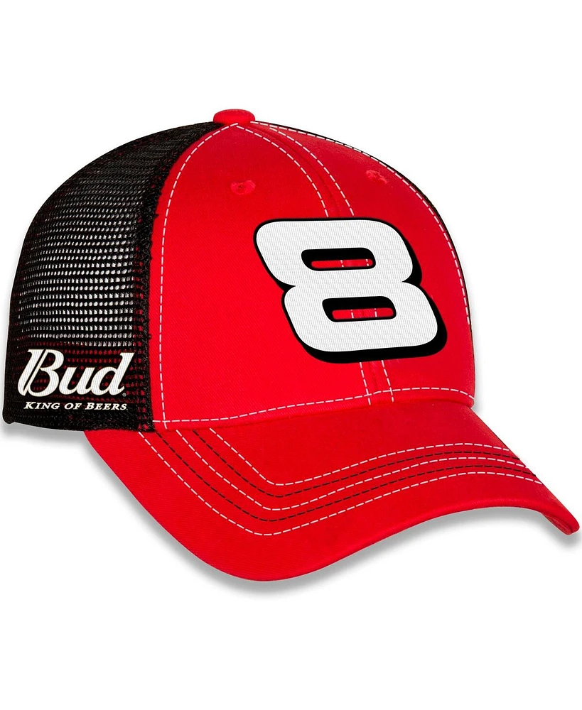 Jr Motorsports Official Team Apparel Men's Red/Black Dale Earnhardt Jr. Budweiser Big 8 Adjustable Hat