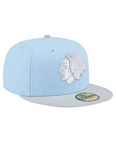 New Era Men's Light Blue/Gray Chicago Blackhawks Color Pack Two-Tone 59FIFTY Fitted Hat