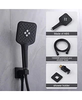 10 Inch Wall Mount Shower System Rain Ceiling Shower Head with 3-Function Handheld Sprayer and Thermostatic Valve, Matte Black