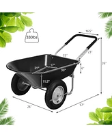 2-Tire Wheelbarrow Garden Cart Heavy-Duty Utility Dolly for Landscaping & Yard Work