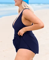 Cupshe Plus V Neck Cutout Back Hook Swim Dress
