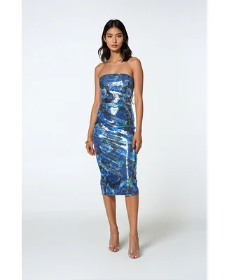 Bebe Women's Sequin Strapless Midi Dress