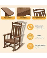 Patio Rocking Chair Outdoor Chairs Porch Rocker All-Weather Adirondack for Deck Garden Backyard Lawn, Blue