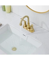 Bathroom Sink Faucet 4 Inch 2 Handle with Pop-up Drain Stopper and Supply Hoses