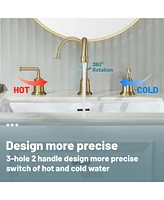2-Handle Bathroom Sink Faucet with Drain Assembly lavatory Pop Up and cUPC Supply Hoses, Brushed Gold