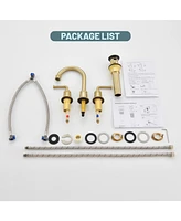 2-Handle Bathroom Sink Faucet with Drain Assembly lavatory Pop Up and cUPC Supply Hoses, Brushed Gold