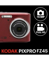 Kodak Pixpro FZ45 Friendly Zoom 16MP Full Hd Digital Camera, Red