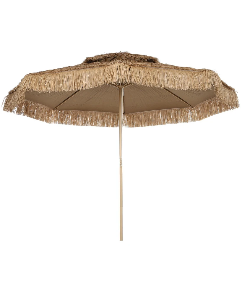 Outsunny 10FT Thatched Tiki Patio Umbrella, UPF30+ Outdoor Umbrella