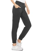 Medichic Women's Scrubs Mid Rise Six Pocket Yoga Scrub Joggers, Wine Large