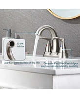 Oil Rubbed Bronze Two Handle 4-Inch Centerset Bathroom Faucet with Drain Assembly 3 Hole Lavatory Vanity Sink Faucets Pop-up Drai