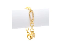 Paperclip link Bracelet with Heart Charm