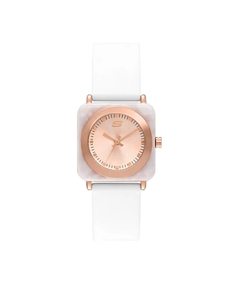 Skechers Women's Calabar Three-Hand, White Alloy Watch