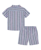 Tommy Hilfiger Baby Boys 2-Piece Striped Gauze Cabana Shirt and Shorts Set