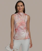 Donna Karan New York Women's Sleeveless Printed Satin Top