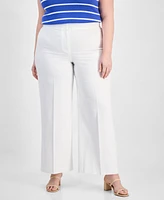 Tahari Asl Plus Wide-Leg Linen-Blend Pants