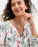 Style & Co Women's Printed Cotton Gauze Split-Neck Blouse, Exclusively at Macy's