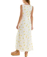 Beauty & Grace Juniors' Lemon-Print Maxi Dress