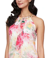 Sl Fashions Plus Beaded Halter Ruffled Chiffon Gown
