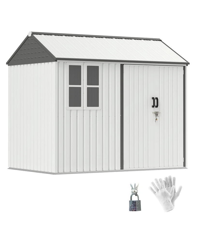 Outsunny 8' x 6' Metal Garden Storage Shed W/ Windows & Vents,