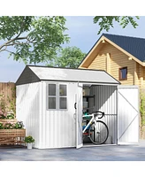 Outsunny 8' x 6' Metal Garden Storage Shed W/ Windows & Vents,