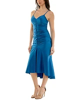 Emerald Sundae Juniors' Ruched Midi Dress
