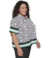 Karl Lagerfeld Paris Plus Printed Camp Shirt
