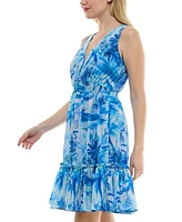 Taylor Petite Floral Chiffon Tiered Sleeveless Dress