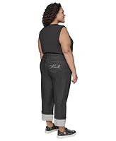 Karl Lagerfeld Paris Plus Black Crystal Cuffed Jeans