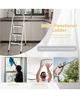 3 Step Ladder Portable Folding Ladder Stool for Adults with Wide Anti-Slip Pedal