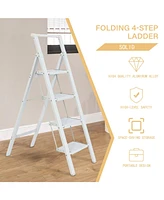 3 Step Ladder, 3 Step Stool Folding Step Stool with Handrails, Gorilla Ladders 500LBS Capacity Sturdy& Portable Ladder for Home Kitchen Library Office