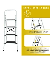 4 Step Ladder Folding Step Stool , Lightweight Step Stools for Adults with Anti-Slip Pedal, Portable Steel Handrails Step Ladder Withstanding 330 lbs