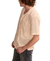 Lucky Brand Men's Short Sleeve Eyelet Camp Collar Shirt