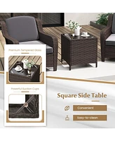 Gymax Set of 3 Furniture Set w/ Cushions & Tempered Glass Coffee Table
