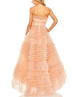 Mac Duggal Women's Strapless Tulle Ruffle Gown